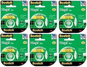 Scotch 3M 119 Magic Tape, 1/2 x 800 Inches (Pack of 6 Rolls)