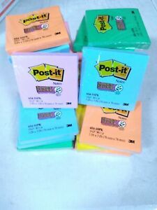 Lot of 56 Post-it Super Sticky Notes, 3 in x 3 in,  Bright Colors 90 Sheets/Pad