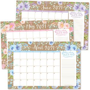 Rustic Floral 2021-2022 Desk Calendar, Large Monthly Wall Planner, 18 Month Acad