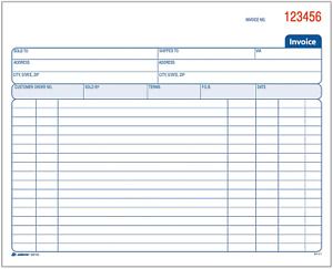 Invoice Book, 2 Part, Carbonless, 8.38 x 7.19 Inches, 50 Sets per Book, White