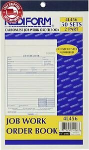 REDIFORM Job Work Order Book, 5 1/2 x 9 1/8, Two Part, 50/Book