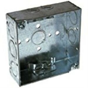 Hubbell-Raco 8211 1-1/2-Inch Deep Square Box with NMSC and 1/2-Inch Knock-Out, 4