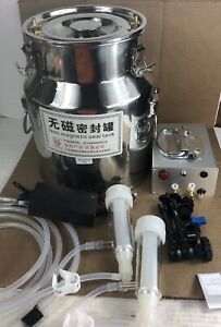 7L 110V Cow Milking Machine Vacuum Pump Electric Upgraded Dual Heads Milker