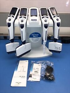(4)Rainin E4 XLS LTS Pipette Electronic W/smart Stand, L10,L300,L50 Single/Multi