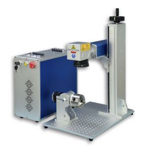 US Stock 50W JPT Fiber Laser Marking Machine D80 Rotary Axis Laser Engraver
