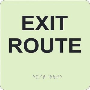 NMC GADA104BK Glow Exit Route Braille Sign