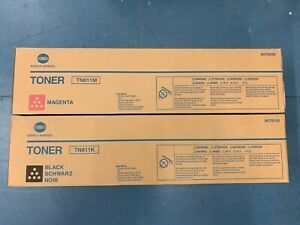 Genuine Konica Minolta Bizhub C550 Toner x2 Black Magenta TN611K TN611M OEM C650
