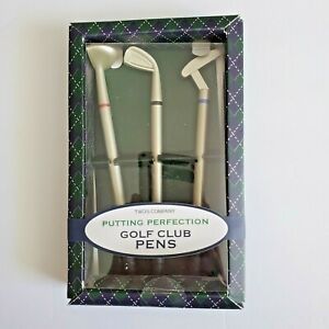 Two&#039;s Company Putting Perfection Golf Club 3 Pens New Sealed Novelty FREE SHIP