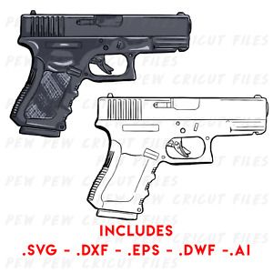 Glock 19 SVG - Gun Cricut Files - FULL COLOR - Handgun Vector - Handgun, 9mm CNC