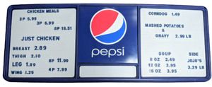 4ft Pepsi-Cola Collectible Menu Display Board Blue Advertising Sign 20&#034; x 51&#034;