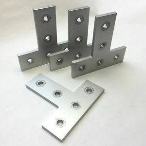 Lot of 4 80/20 4480 Aluminum Extrusion 90 Deg T Flat Plate Bracket 15-Ser 5-Hole