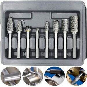 8Pcs Carbide Burr Set 1/4&#039;&#039; Shank For Metal Tungsten Carbide Double Cut Rotary