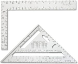 ZOTA 2pc Carpenter Square,7&#034;Aluminum Rafter Square +8&#034;x12&#034; L Framing Square Made