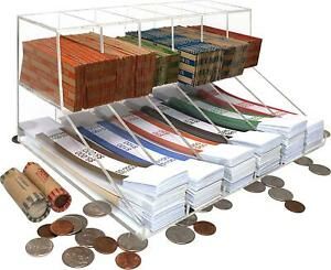 Nadex Acrylic Bills And Coins Wrappers Tray - Includes Compartment Rack Tray