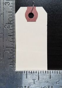 100- 1-3/8&#034; x 2-3/4&#034; WIRE STRUNG MANILA TAG SHIPPING LABEL INVENTORY STOCK SZ 1