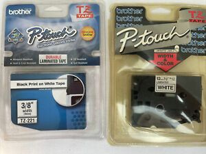 Lot of 2 NEW Brother P-Touch TZ-231 1/2&#034; Black on White 12 mm, &amp; NEW 9mm 3/8&#034;