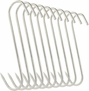 10Pcs 5 Inches Meat Hooks, Stainless Steel Butcher Hooks for Meat Processing