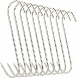 10Pcs 5 Inches Meat Hooks, Stainless Steel Butcher Hooks for Meat Processing