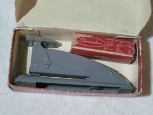 50&#039;S VINTAGE SWINGLINE NO 4 STAPLER GREY WITH STAPLES &amp; ORIGINAL BOX MADE IN USA