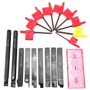 9 Set Lathe Bo Bar Turning Tool Holder 12mm Shank with Carbide Inserts ProfiliW4