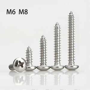 M6 M8 Pozi Drive Pan Head Chipboard Wood Screws A2 Stainless Steel Tappers