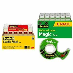 Scotch Double Sided Tape 1/2 in x 500 in 6 Dispensered Rolls 6137H-2PC-MP &amp; M...