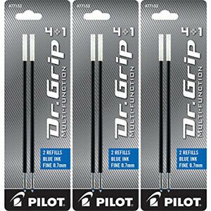 Dr. Grip 4+1 MultiFunction Pen Refills, Fine Point, 0.7mm, Blue Ink, 6 Refills