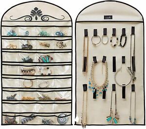 Hanging Jewelry Organizer Holder 32 Pockets 18 Loops for Accessories Storage