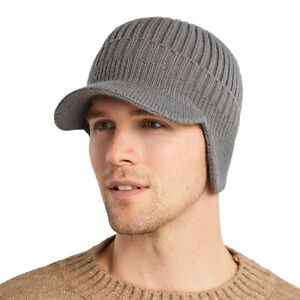 Men Portable Thickened Warm Winter Comfortable Knitted Peaked Cap Ear Protection