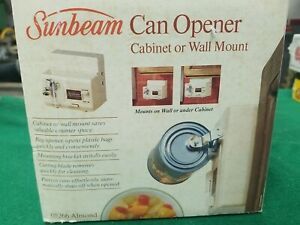 VTG NOS 1985 Sunbeam Open All Under Cabinet Electric Can Opener 05266 Almond