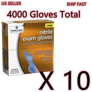 MEMBER&#039;S MARK NITRILE EXAM GLOVES SIZE LARGE 20x200 (4000)-SHIP FAST