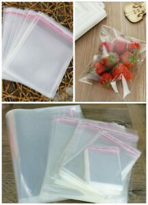 100pcs Clear Self Adhesive Seal Plastic Bags OPP Poly Bag   Storage Any size