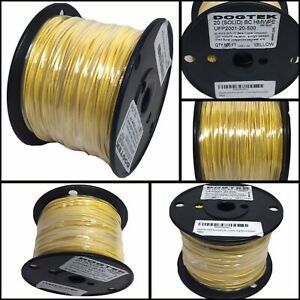 20 AWG Gauge Solid BC HMWPE Wire Yellow 500 ft 0.020&#034; Sunlight Resistant Dogtek