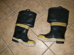 Chicago Fire Servus Fire Hip Bunker Boots Rubber Wool Insulated Fold Over Size 8