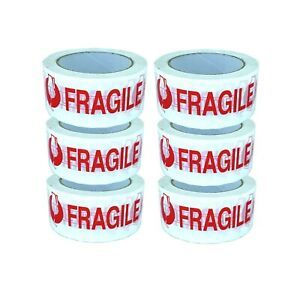 6 Rolls 2&#034;x110 Yards Fragile Handle with Care Packing Shipping Box Sealing Tape