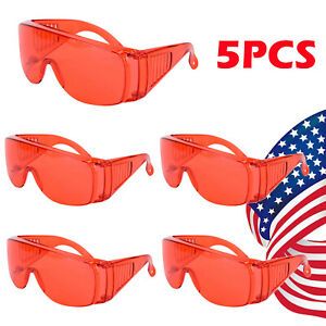 5Pcs Dental Protective Red Glasses Eyewear Goggles Shield for LED Curing Lights
