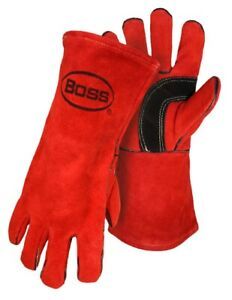 Boss 4096 Men&#039;s Split Leather Welders Glove, Red