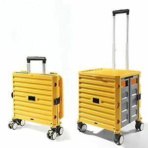 Foldable Utility Car, Rolling Cart with 4 Wheels, Durable Heavy Duty Yellow