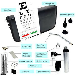 Diagnostics Professional Physician ENT Exam Kit Medical Otoscope Ophthalmoscope