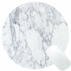 Marble Round Mouse Pad Cute Mat Grey Circular Mouse Pads White