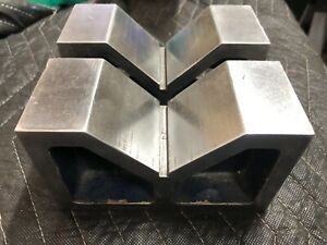 V Block Pair 6” Machinist Milling Angle Plate, Right Angle, Cast Iron