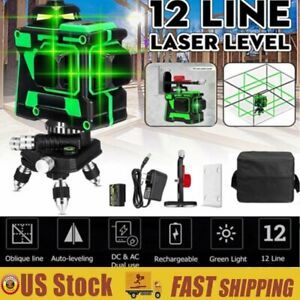 12 Lines 360 Degree Horizontal&amp;Vertical Cross 3D Green Laser Level Self Leveling