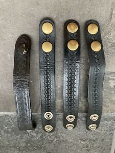 Set of Four Mixed Leather Basketweave Belt Keepers