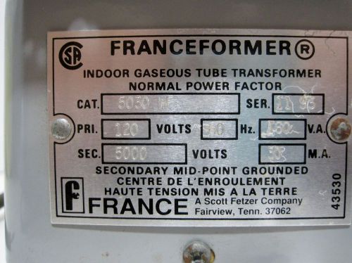FRANCEFORMER 5030 WF TRANSFORMER FOR NEON LIGHTING 5000 VOLT