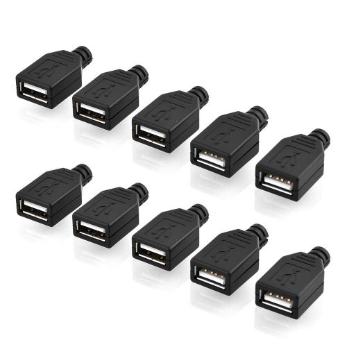 Hot black 10pcs type female usb original 4 pin connector plastic cover for sale