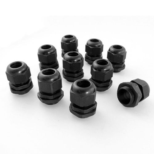 10 pcs black plastic waterproof cable glands connectors m20 x 1.5 for sale