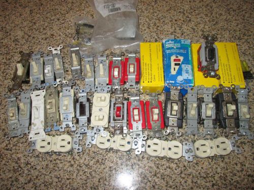 Mixed Lot of 24 Switches Hubbell,Leviton.And Other Electrical Items.