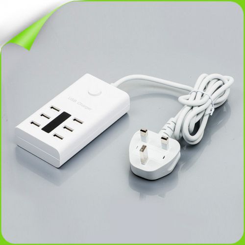 Uk sockets plugs power charger with 6 usb for smasung, lg tablet pc smartphone for sale