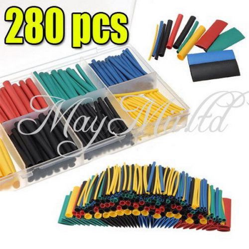 280pcs assortment 2:1 heat shrink tubing ratio sleeving wrap wire kit box ca for sale