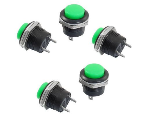 5pcs x Momentary SPST NC Green Round Cap Push Button Switch AC 6A/125V 3A/250V